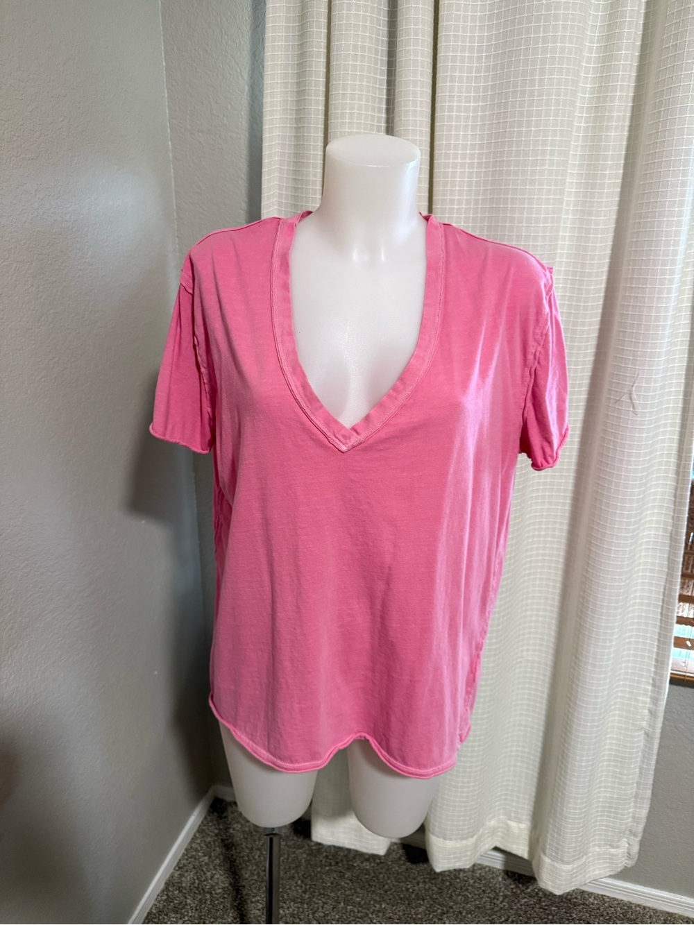 We The Free Pink V-Neck Short Sleeve Tee Free People